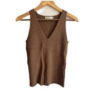 Suistudio Dana Ribbed Sweater Tobacco Brown Ribbed Tank Top Stretch XS Classic